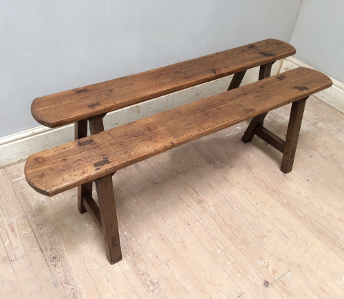 pair of old rustic benches